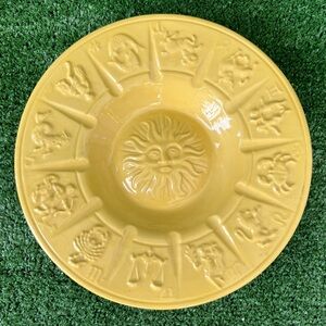Vintage 70's Yellow Zodiac Ceramic Ashtray